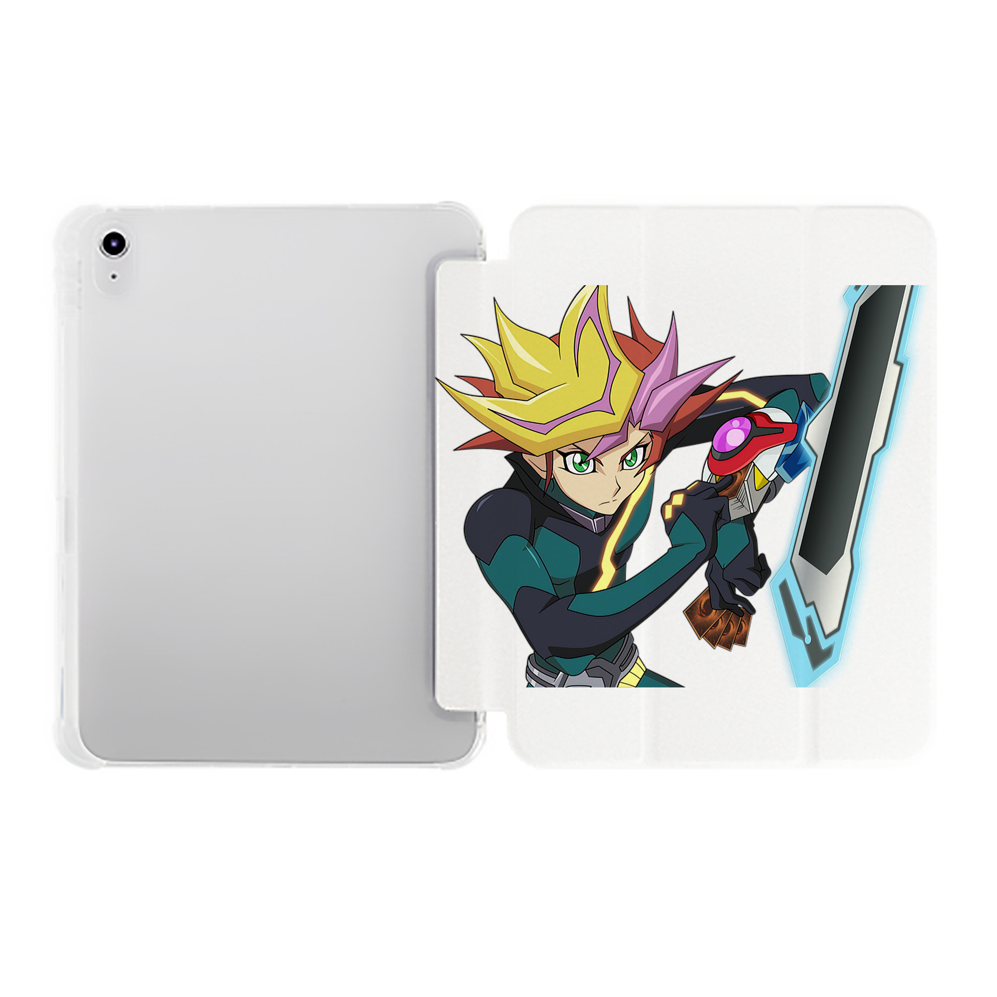 （画像用） 遊☆戯☆王 Yu-Gi-Oh! IPad ケース ペン収納付き 三つ折りスタンド PUレザー×シリコン 対応機種9.5/10.5/10.9インチ